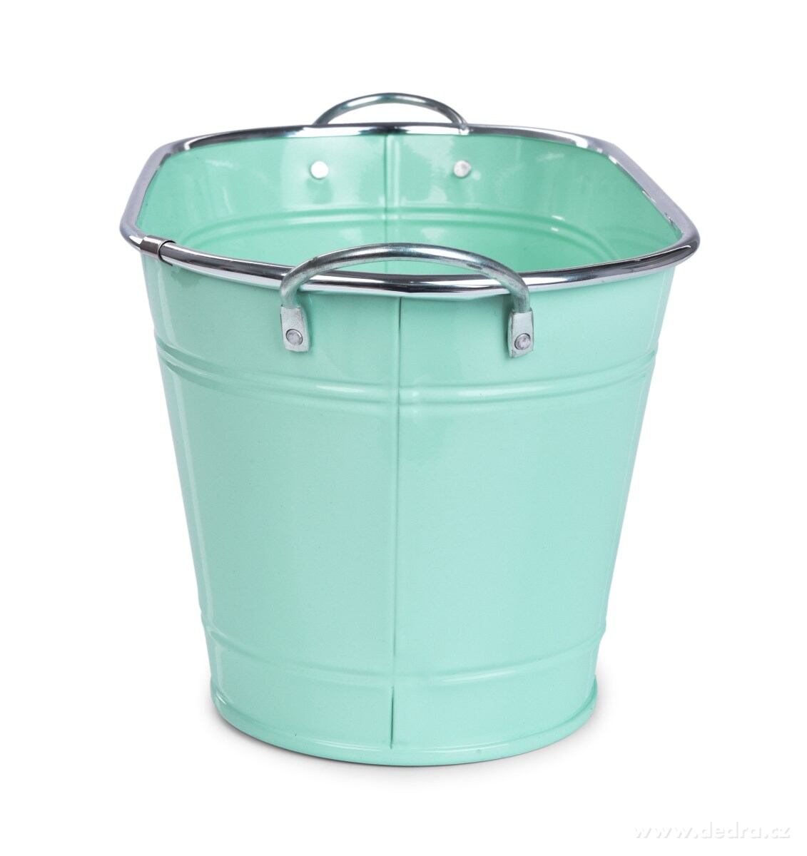 33 cm Dekorativní kovový truhlík, volně stojící, mintový – náhled 4 | Grand Móda