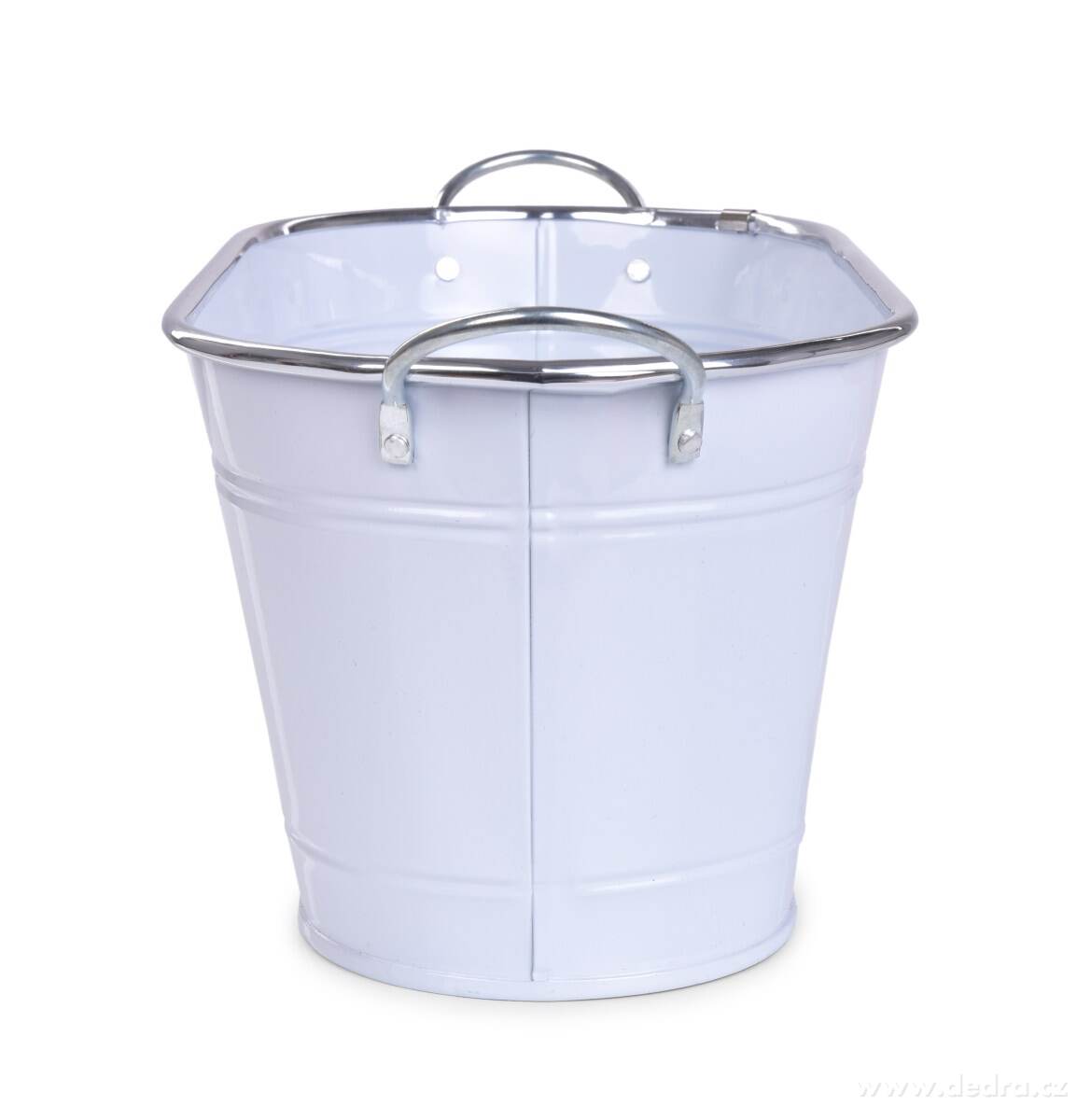 33 cm Dekorativní kovový truhlík, volně stojící, bílý – náhled 4 | Grand Móda