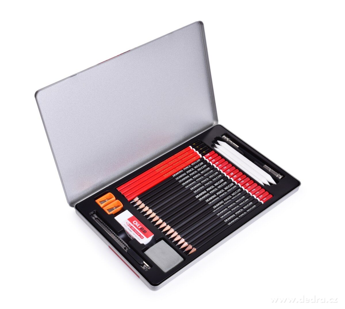 ART, 30 ks kreslířská sada v kovové kazetě, umělecké grafitové tužky a pomůcky pro kresbu – náhled 5 | Grand Móda
