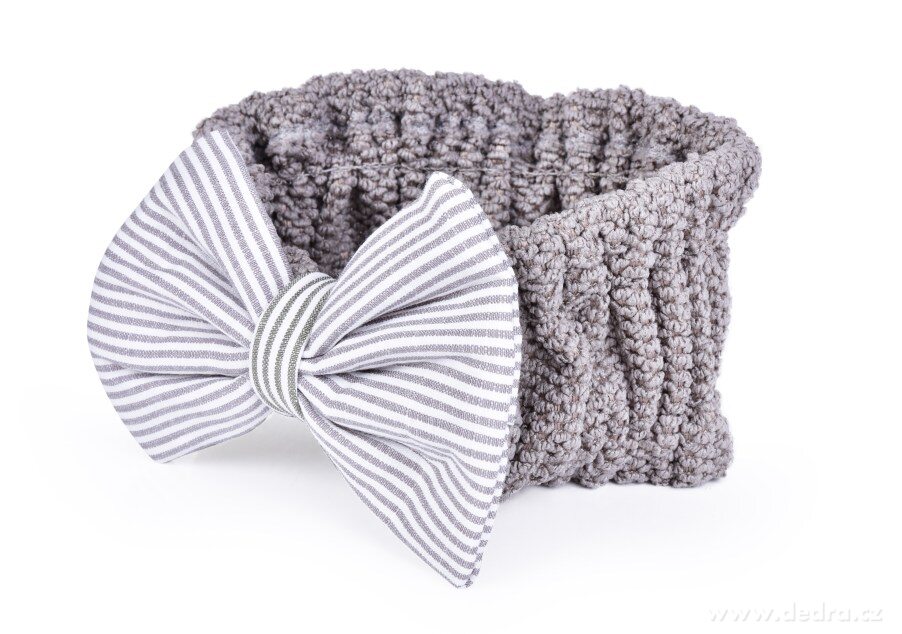 SPA, Kosmetická čelenka s látkovou mašlí, na masky, makeup i vlhké vlásky, šedá