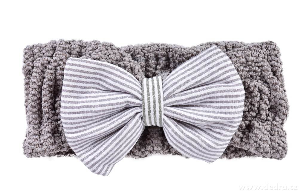 SPA, Kosmetická čelenka s látkovou mašlí, na masky, makeup i vlhké vlásky, šedá – náhled 2 | Grand Móda