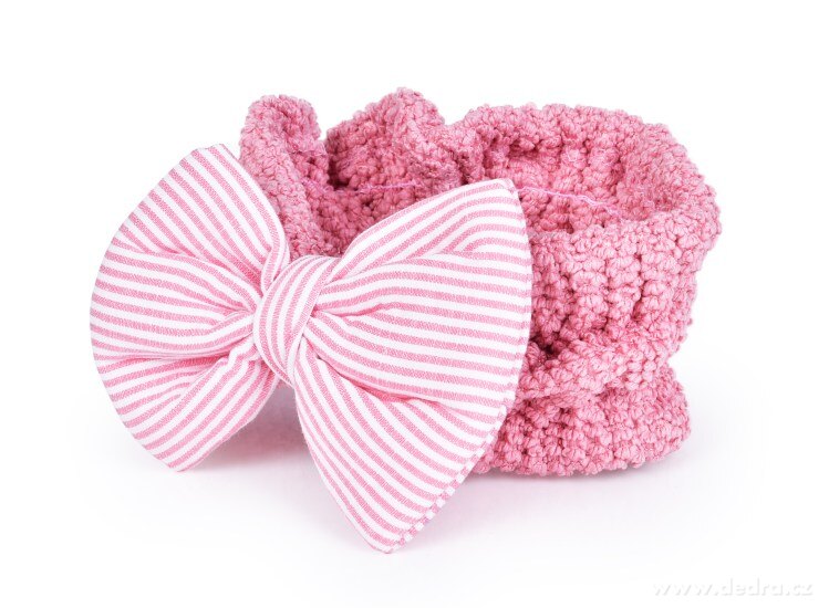 SPA, Kosmetická čelenka s látkovou mašlí, na masky, makeup i vlhké vlásky, korálově růžová