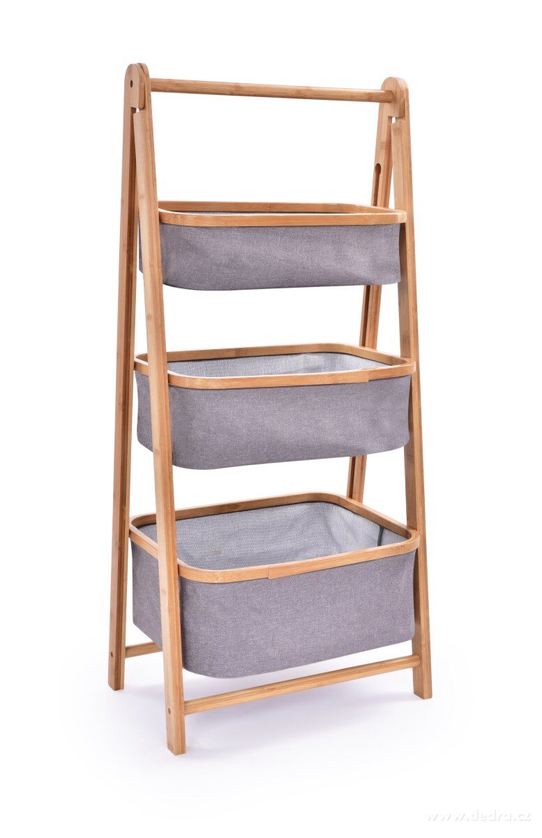 GoEco®, Skládací třípatrový regál se 3 úložnými koši, 97, 5 cm | GoEco® udržitelnŻ domov | Grand Móda