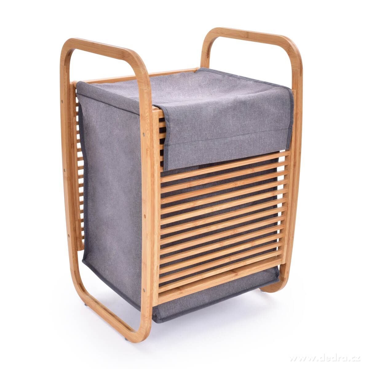 GoEco®, Bambusový koš na prádlo s vyjímatelným a pratelným látkovým vakem, 61 cm