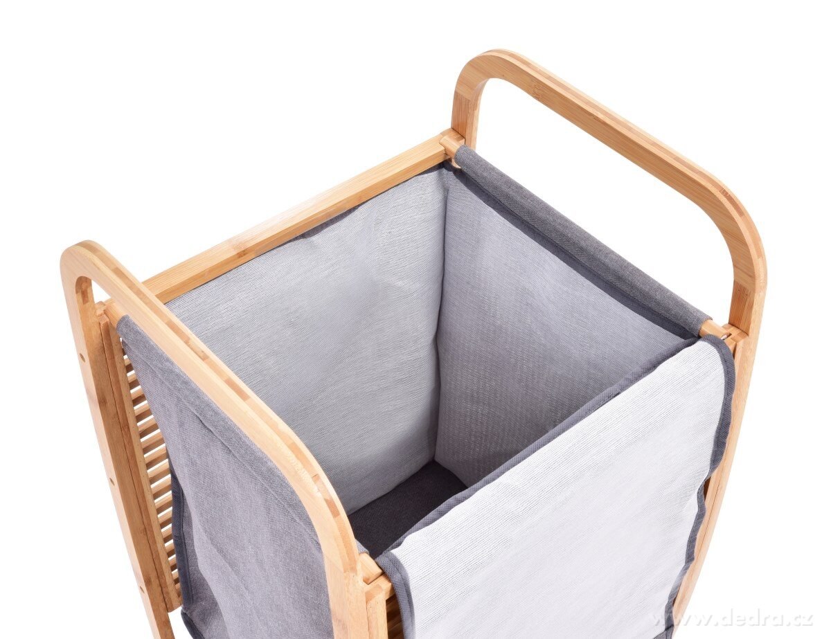 GoEco®, Bambusový koš na prádlo s vyjímatelným a pratelným látkovým vakem, 61 cm – náhled 6 | Grand Móda