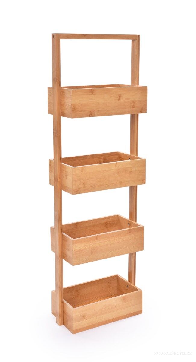 GoEco®, Přenosný bambusový regál do koupelny se 4 hlubokými policemi, 88 cm | Police, regály a stojany | Grand Móda