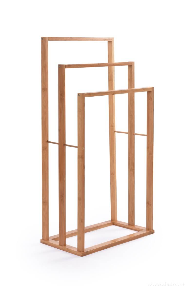 GoEco®, bambusový němý sluha – stojan na ručníky a oblečení, 3 ramena, výška 82 cm | Police, regály a stojany | Grand Móda