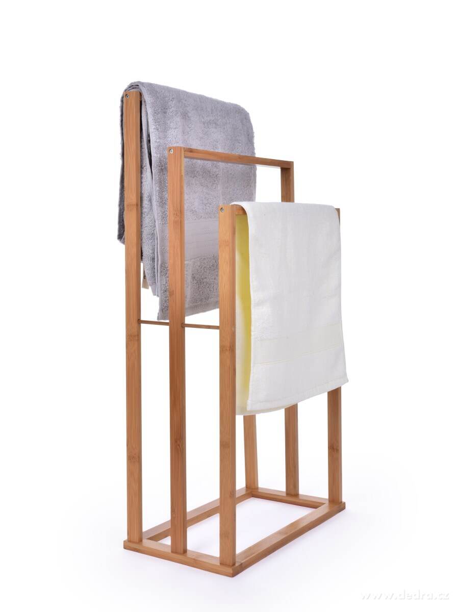 GoEco®, bambusový němý sluha – stojan na ručníky a oblečení, 3 ramena, výška 82 cm – náhled 5 | Grand Móda