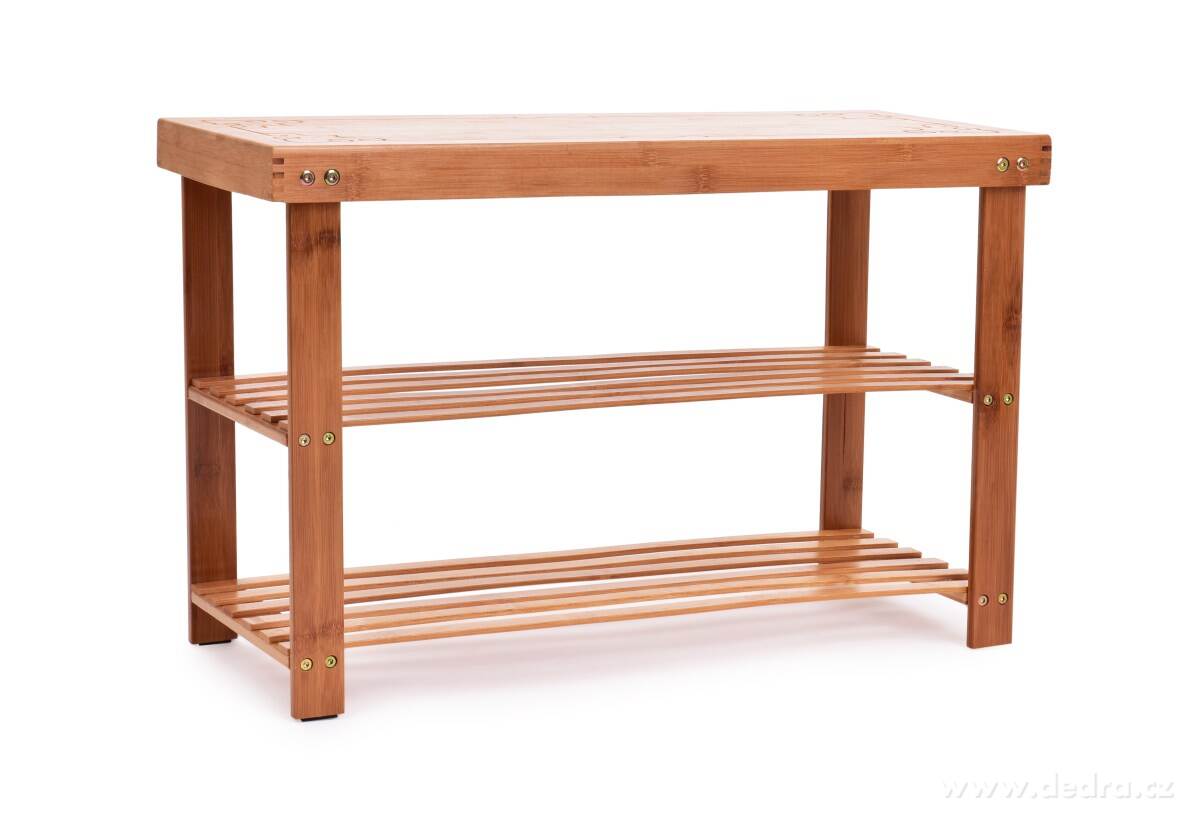 BAMBUSOVÝ BOTNÍK/LAVICE se 2 policemi GoEco® ornament | Na obuv | Grand Móda