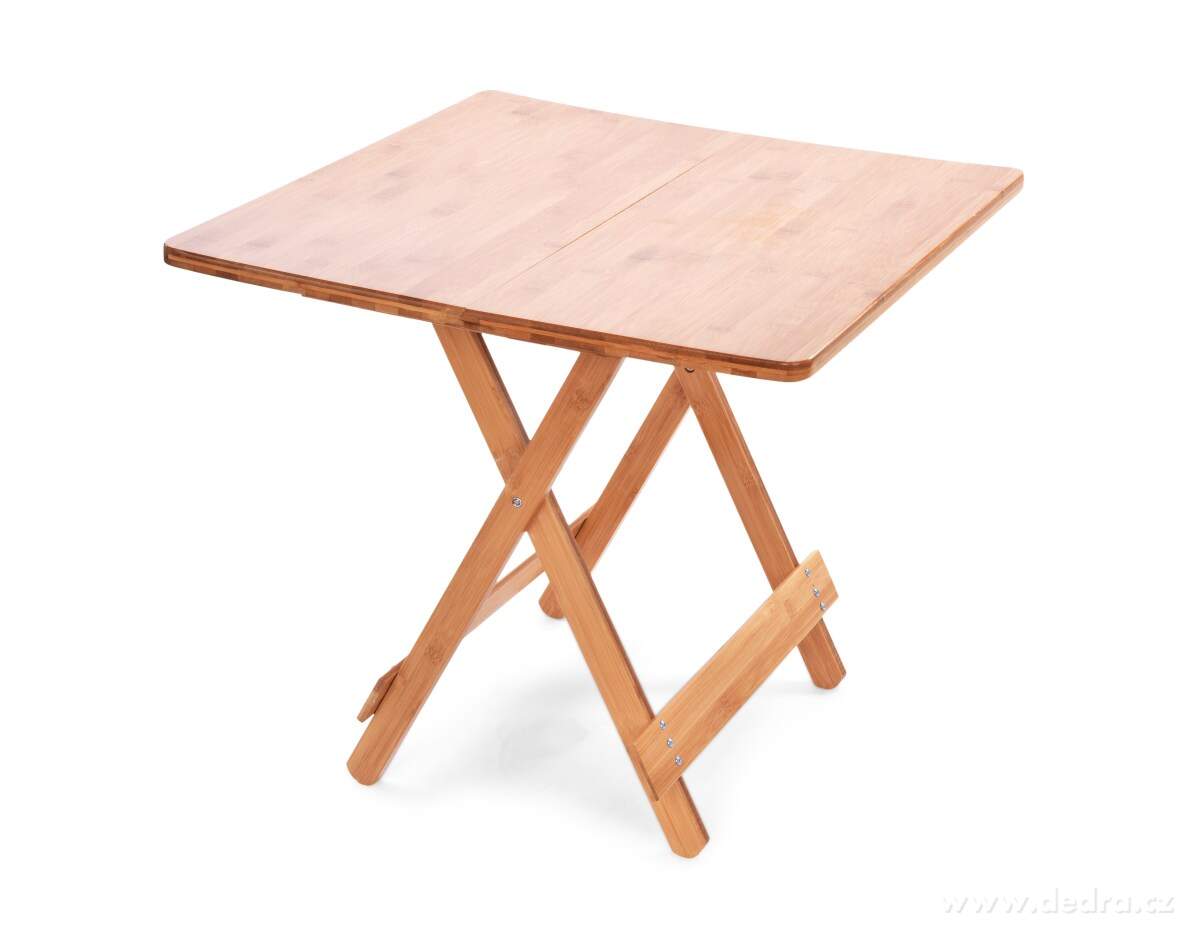 GoEco®, Skládací bambusový stolek s rukojetí pro snadné přenášení, výška 54 cm