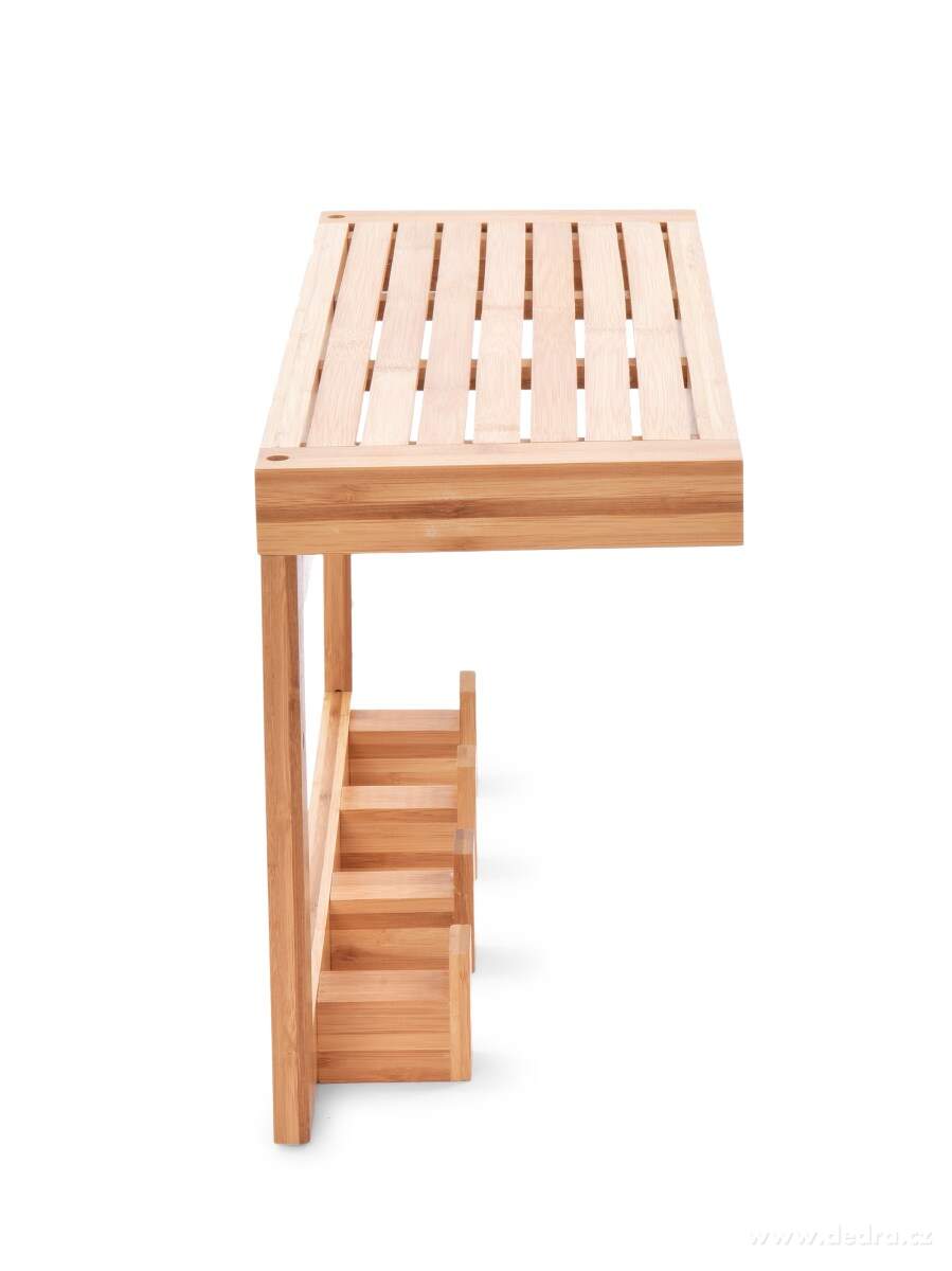 GoEco®, Nástěnná bambusová police se 4 háčky, 61 cm – náhled 4 | Grand Móda