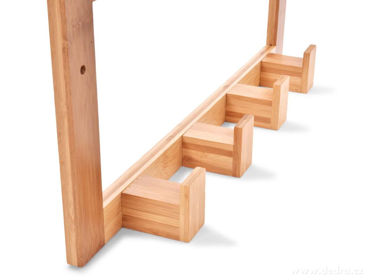 GoEco®, Nástěnná bambusová police se 4 háčky, 61 cm – náhled 5 | Grand Móda