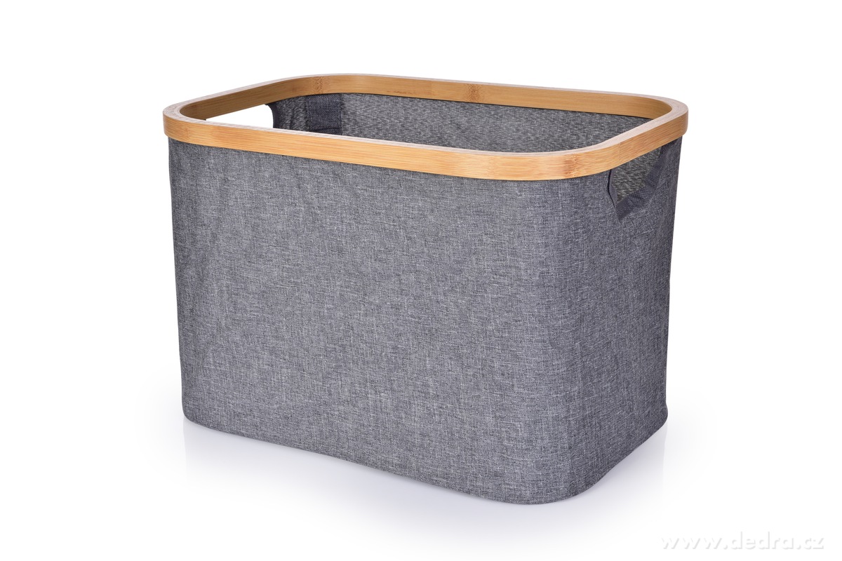 SKLÁDACÍ KOŠ Z MELANGE TEXTILIE s bambusovým okrajem GoEco® | GoEco® udržitelnŻ domov | Grand Móda