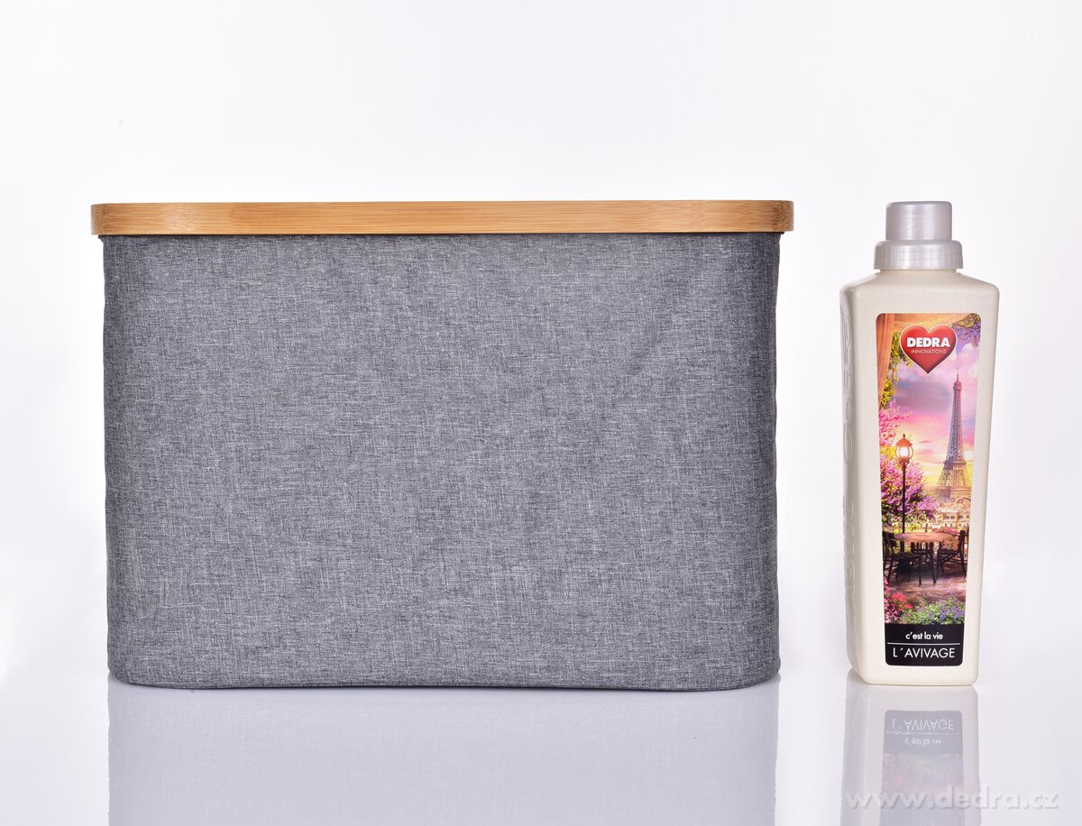 SKLÁDACÍ KOŠ Z MELANGE TEXTILIE s bambusovým okrajem GoEco® – náhled 5 | Grand Móda