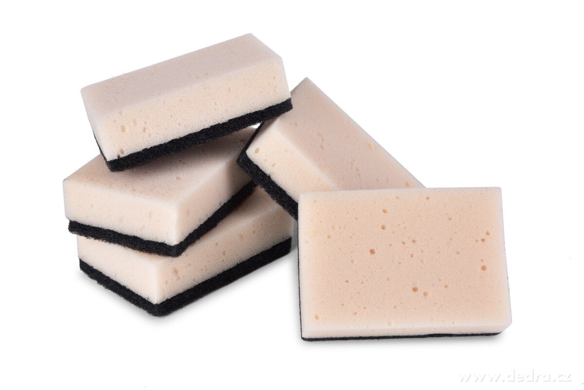 GoEco®, Kuchyňská houbička s abrazivní vrstvou, 5 ks, přírodní barva | Prachovky, houbičky a utďrky | Grand Móda