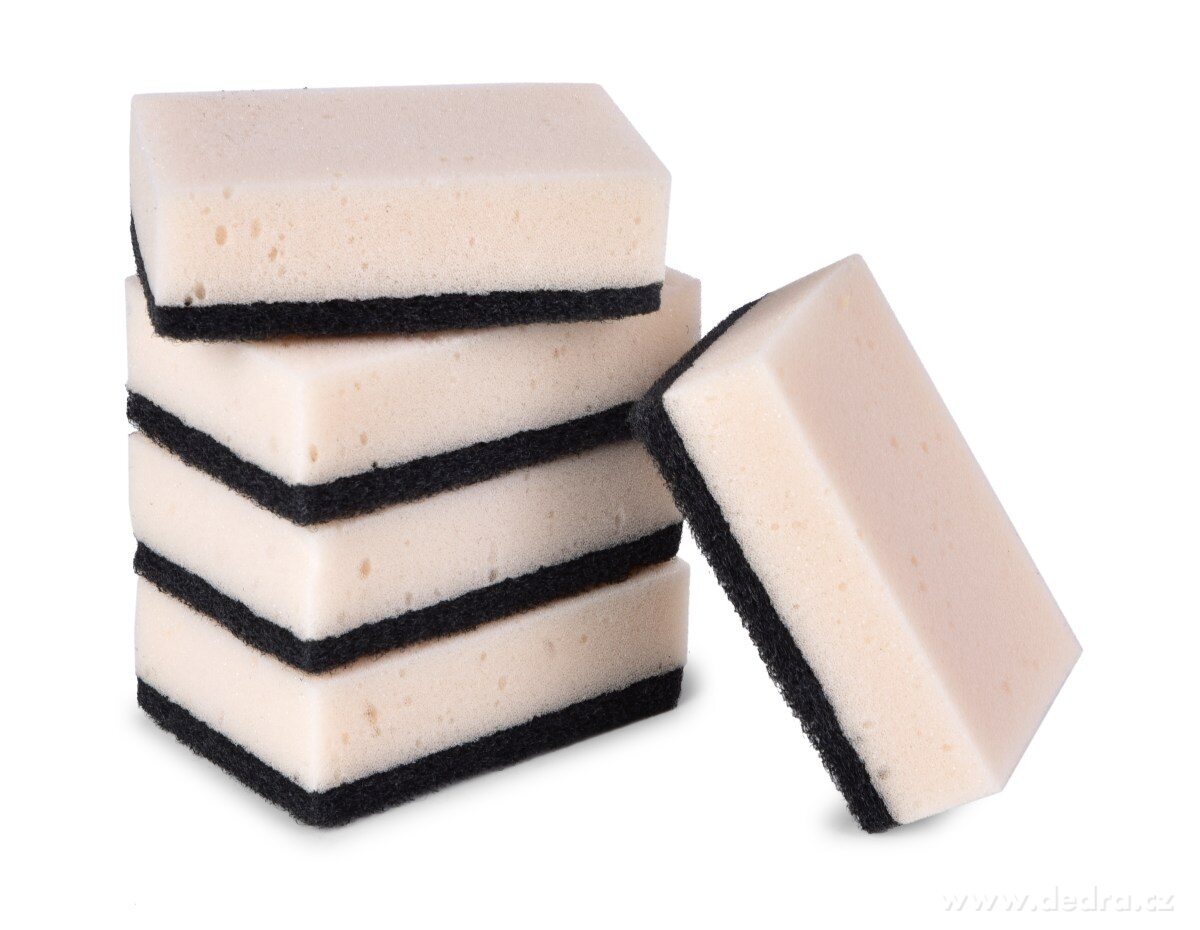 GoEco®, Kuchyňská houbička s abrazivní vrstvou, 5 ks, přírodní barva – náhled 2 | Grand Móda