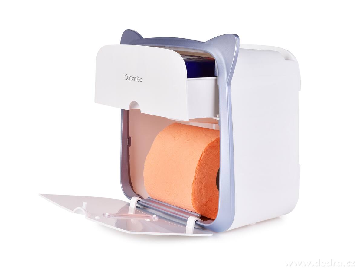 SPA, Závěsná WC skříňka na toaletní papír, se šuplíkem a odkládacím prostorem, šedo-modrá ouška – náhled 4 | Grand Móda