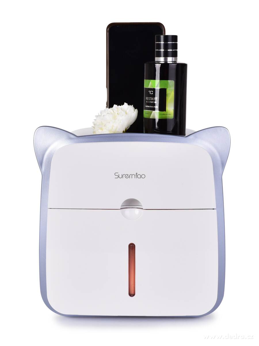 SPA, Závěsná WC skříňka na toaletní papír, se šuplíkem a odkládacím prostorem, šedo-modrá ouška – náhled 5 | Grand Móda