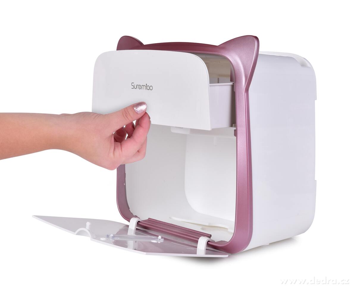 SPA, Závěsná WC skříňka na toaletní papír, se šuplíkem a odkládacím prostorem, růžová ouška – náhled 5 | Grand Móda