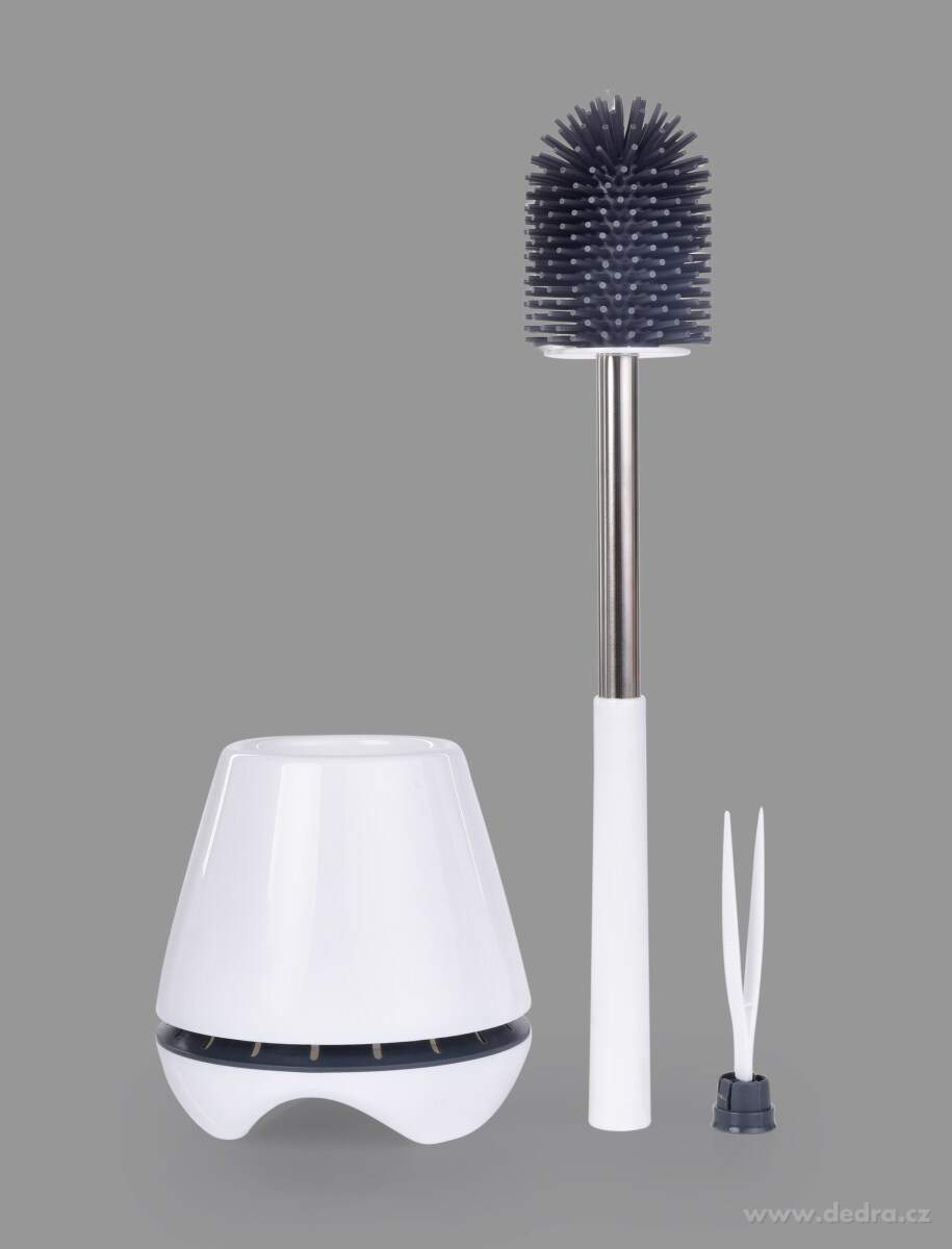 GoEco®, Kulatá silikonová WC štětka s odkapávacím stojanem, 43 cm, Hygienická & odolná – náhled 3 | Grand Móda