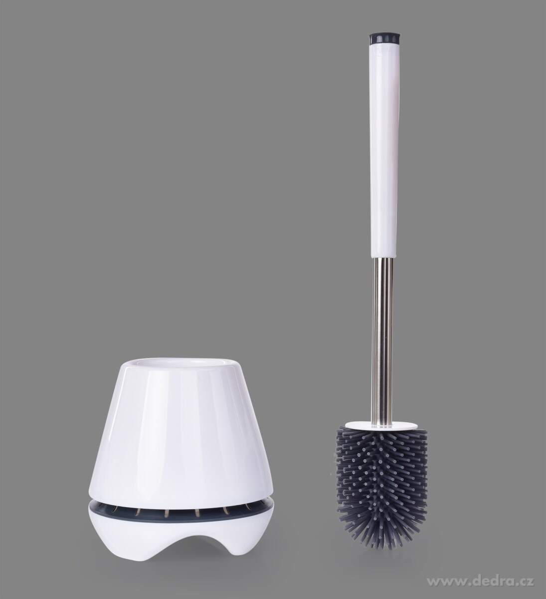 GoEco®, Kulatá silikonová WC štětka s odkapávacím stojanem, 43 cm, Hygienická & odolná – náhled 4 | Grand Móda