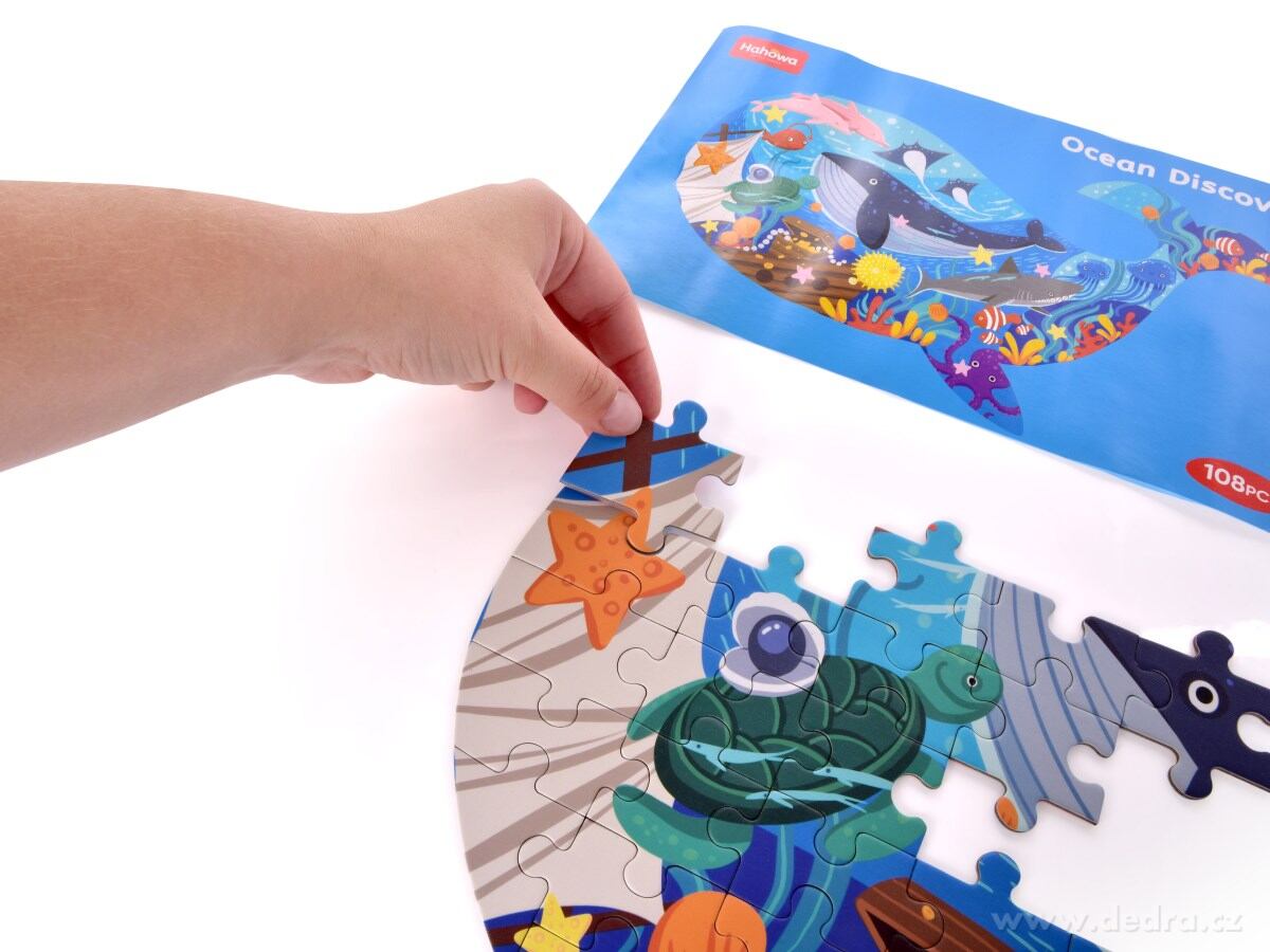 PUZZLE OCEÁN, 108 ks puzzle ve tvaru velryby, s kufříkem & popruhem – náhled 6 | Grand Móda