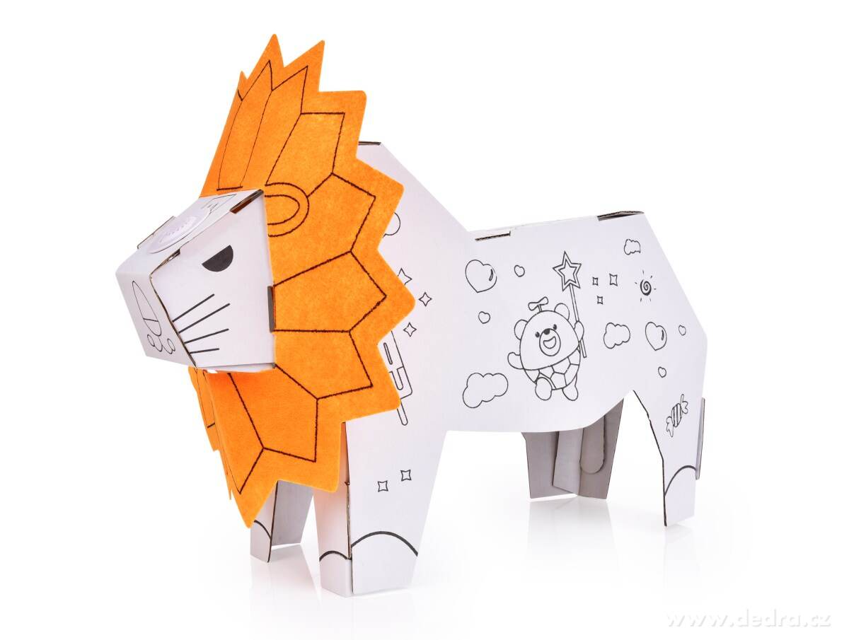 CREATE&PLAY, 3D skládací omalovánka LEV, hraje & svítí, 26 cm + fixy – náhled 4 | Grand Móda