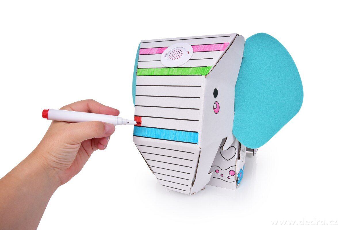 34 cm Skládací 3D omalovánka "sestav a vymaluj si sám", SLON, hraje a svítí – náhled 6 | Grand Móda