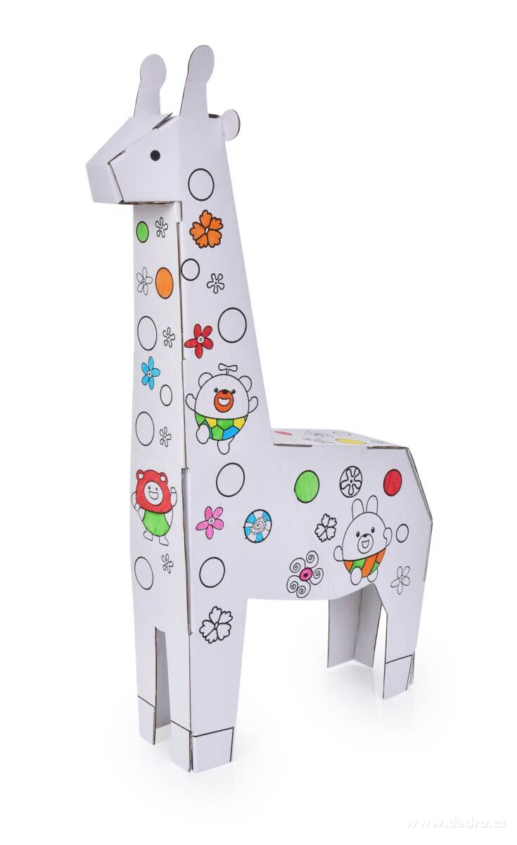 53 cm Skládací 3D omalovánka "sestav a vymaluj si sám", ŽIRAFA, hraje a svítí