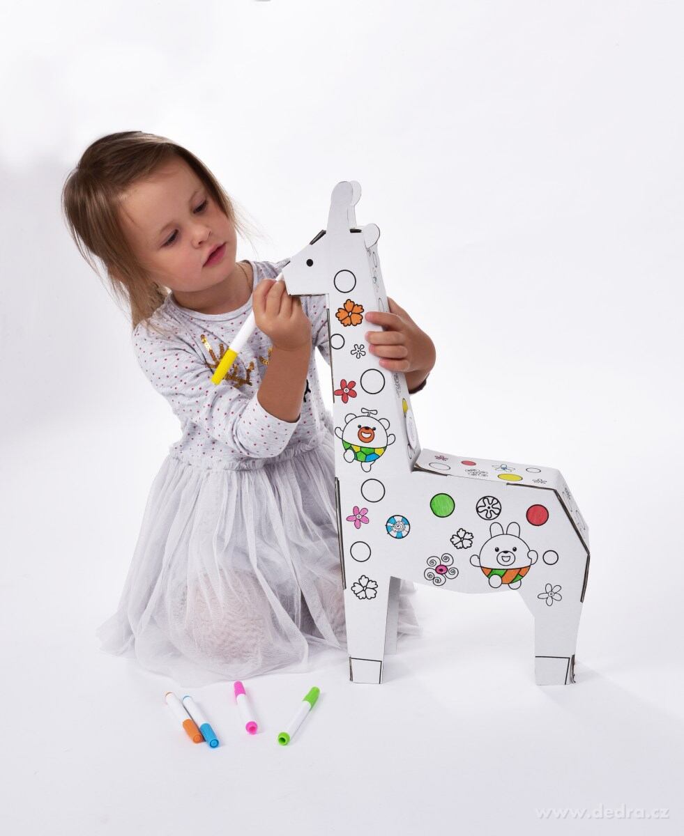 53 cm Skládací 3D omalovánka "sestav a vymaluj si sám", ŽIRAFA, hraje a svítí – náhled 3 | Grand Móda