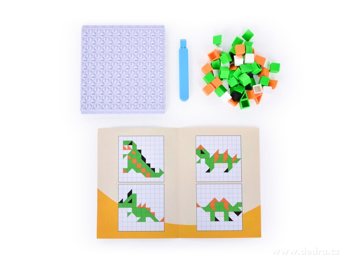 MOZAIKA PUZZLE, 59 ks plastové puzzle DINOSAURUS 4v1, mozaika + podložka – náhled 2 | Grand Móda