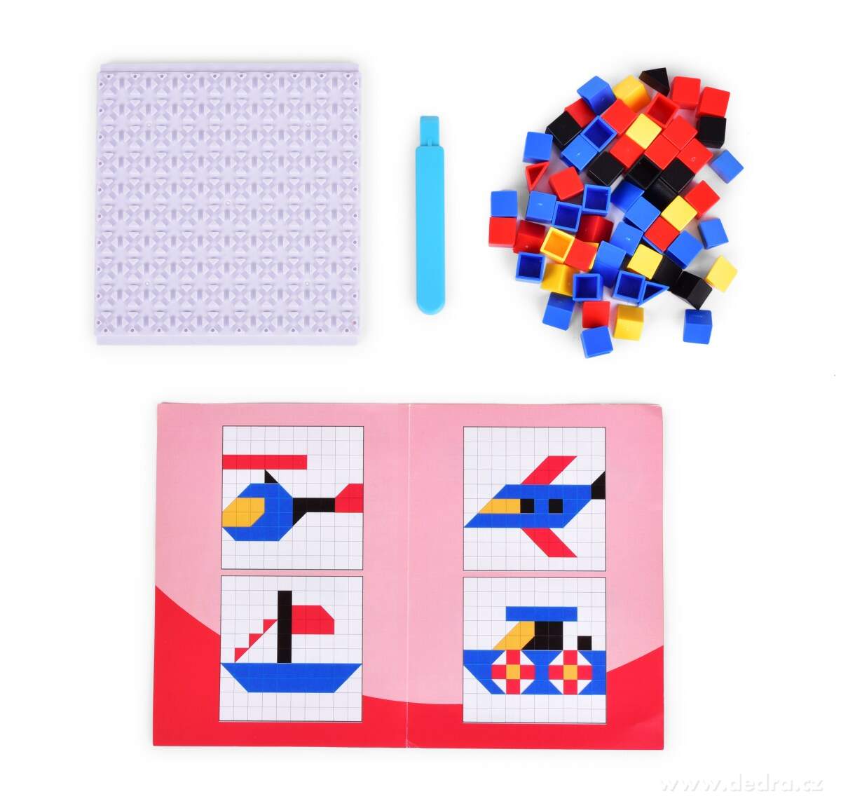 MOZAIKA PUZZLE, 59 ks plastové puzzle DOPRAVNÍ VOZIDLA 4v1, mozaika + podložka – náhled 2 | Grand Móda