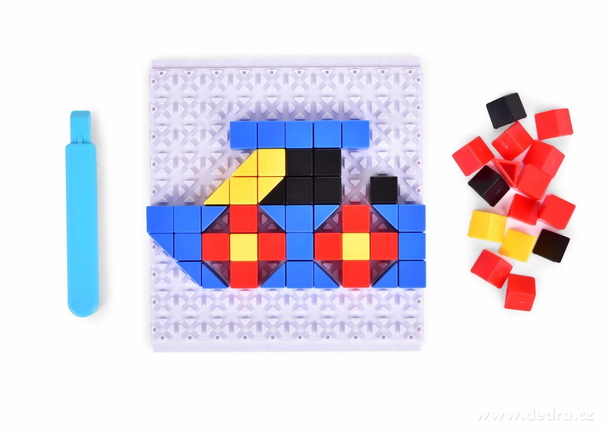 MOZAIKA PUZZLE, 59 ks plastové puzzle DOPRAVNÍ VOZIDLA 4v1, mozaika + podložka – náhled 3 | Grand Móda