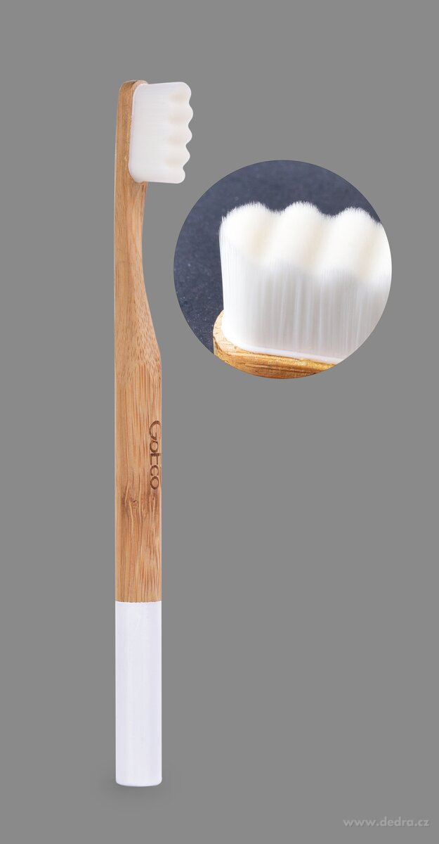 GoEco® BAMBOO, Zubní kartáček 10 000 vláken, Ultra jemné a husté štětinky, bílý – náhled 5 | Grand Móda