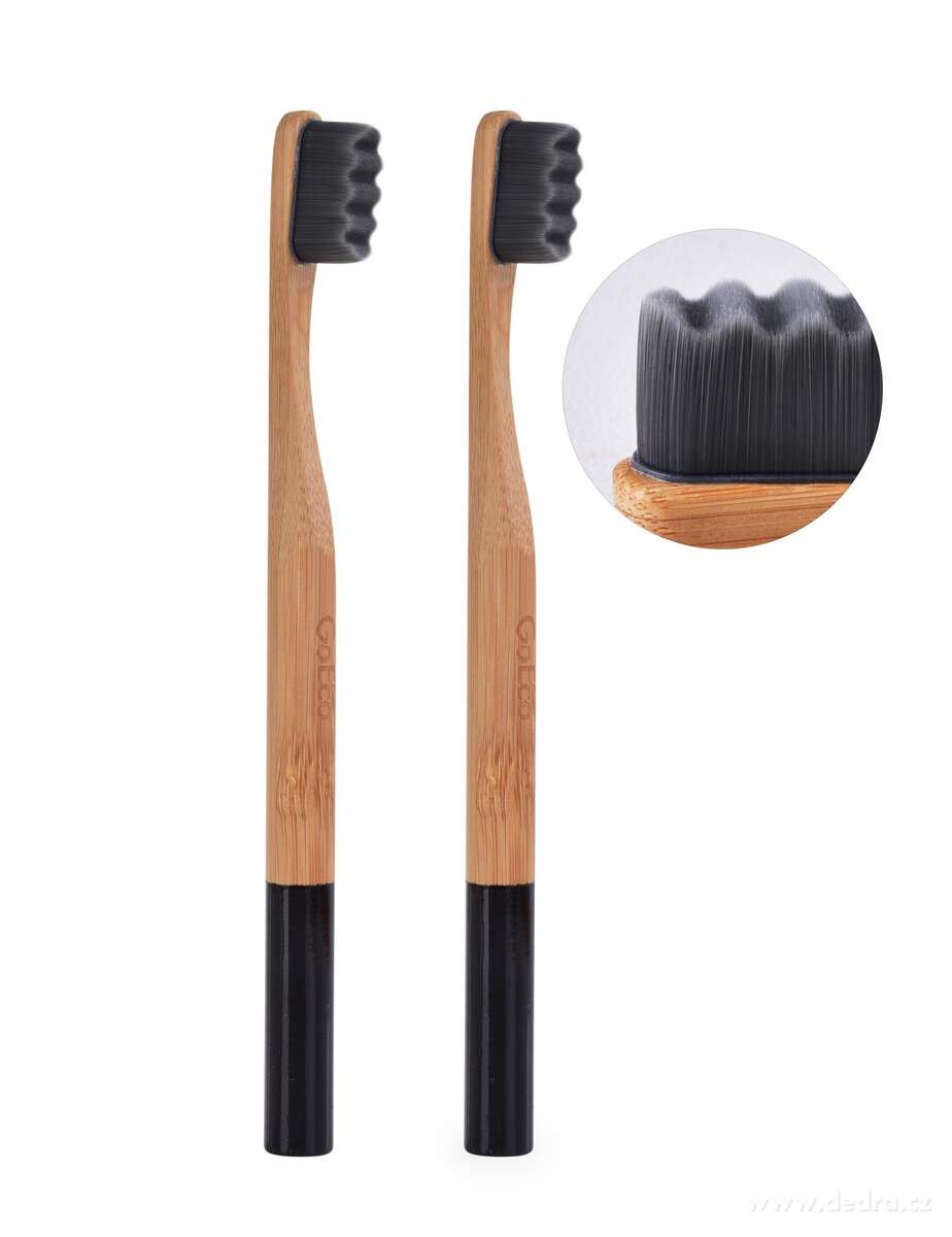 SADA 1+1 | GoEco┬« BAMBOO | zubn├ş kart├í─Źek | 10 000 vl├íken | ultra jemn├ę a hust├ę ┼ít─Ťtinky | ─Źern├Ż - hlavn├ş obr├ízek | Manu├íln├ş kart├í─Źky | Grand M├│da