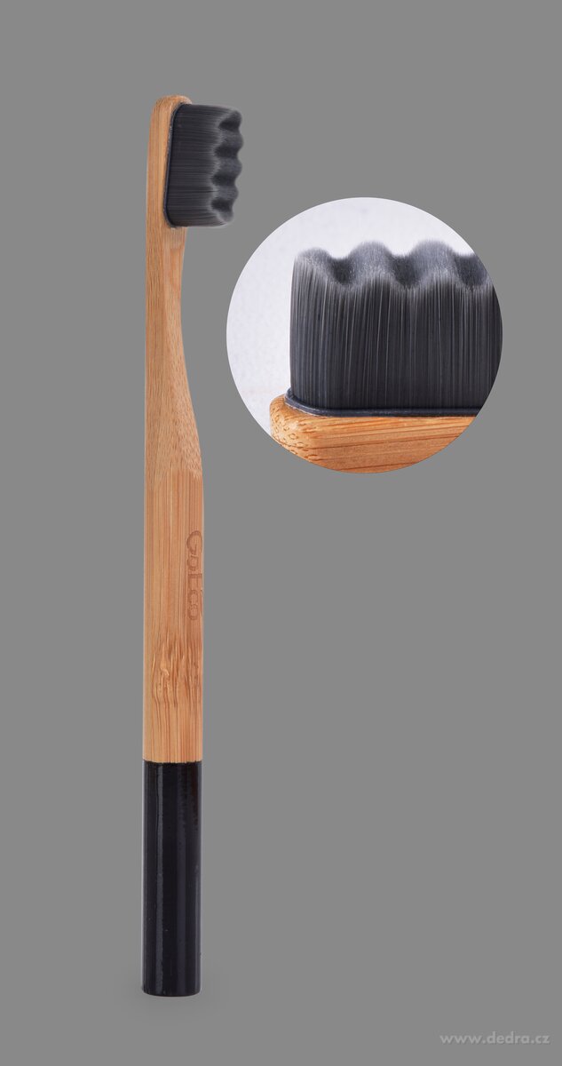 GoEco® BAMBOO, zubní kartáček 10 000 vláken, ultra jemné a husté štětinky, černý – náhled 2 | Grand Móda