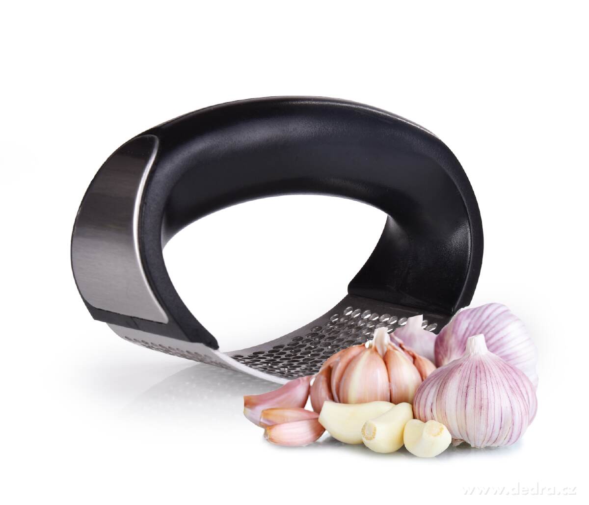 ČESNEKÁTOR, kolébkový lis na česnek, masivní nerezové provedení, 10 cm