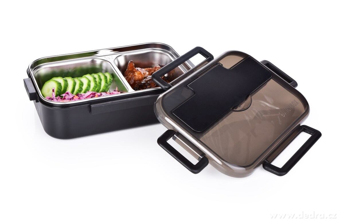 BENTO BOX 2v1, 500 ml + 350 ml, nerezová dělená dóza na jídlo se silikonovým těsněním | Jídlo a pití na cesty | Grand Móda