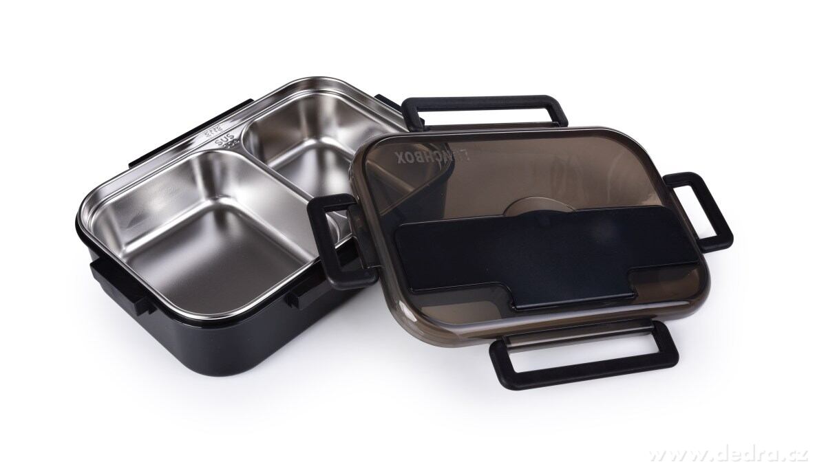 BENTO BOX 2v1, 500 ml + 350 ml, nerezová dělená dóza na jídlo se silikonovým těsněním – náhled 2 | Grand Móda