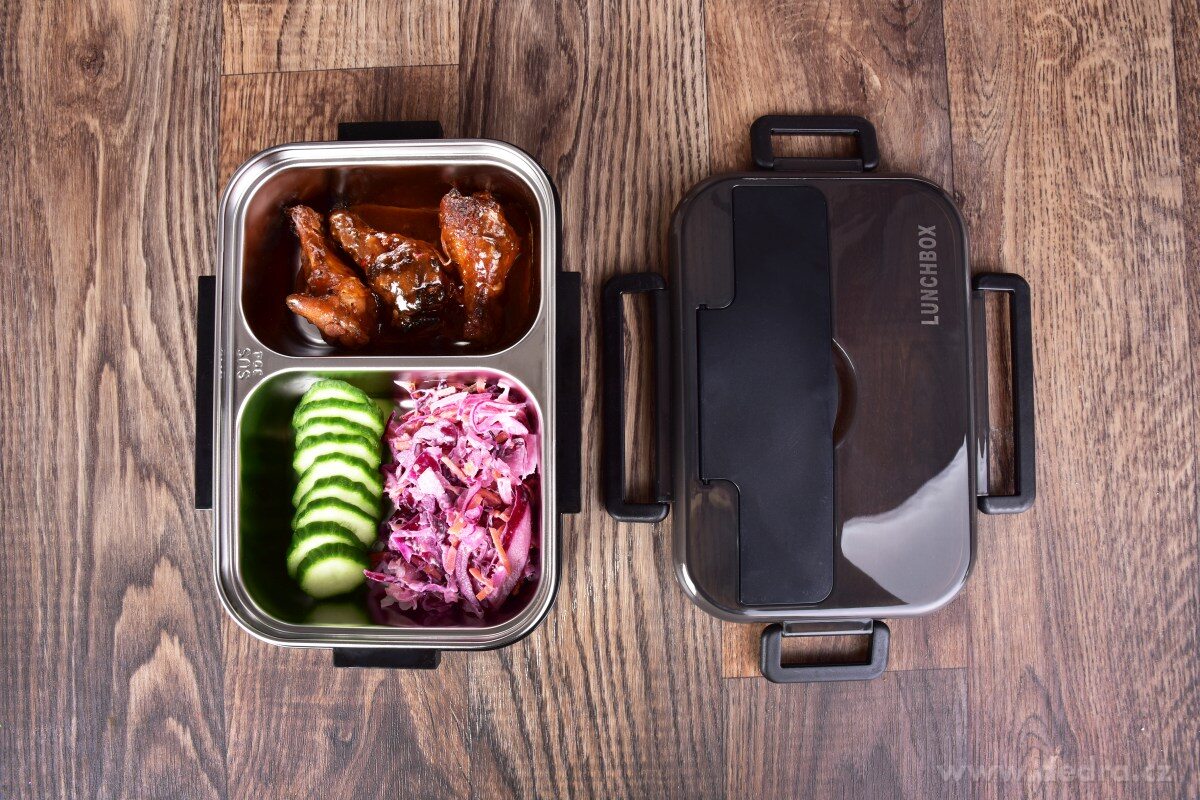 BENTO BOX 2v1, 500 ml + 350 ml, nerezová dělená dóza na jídlo se silikonovým těsněním – náhled 3 | Grand Móda