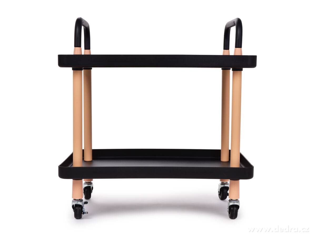 TROLLEY, pojízdný vozík 2patrový, multifunkční regál na kolečkách, černý – náhled 5 | Grand Móda