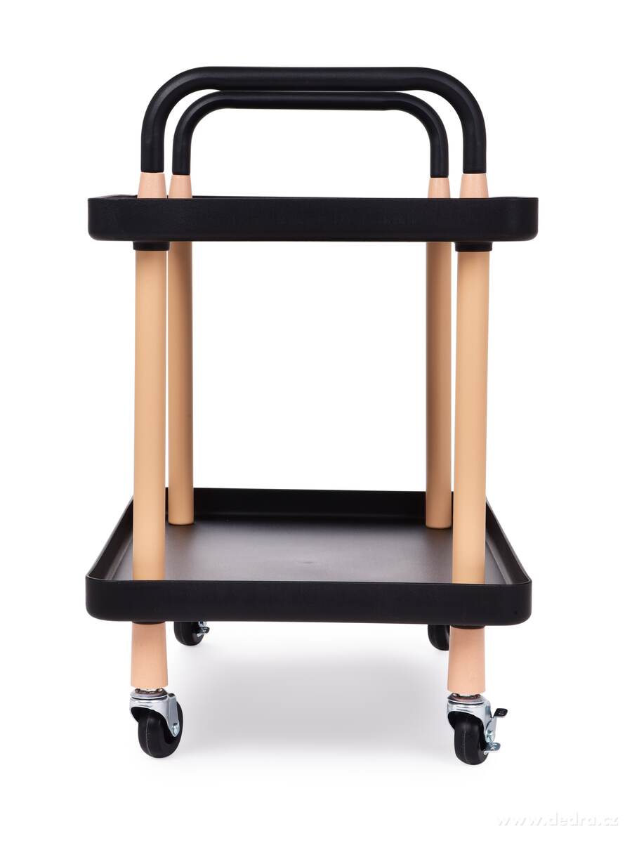 TROLLEY, pojízdný vozík 2patrový, multifunkční regál na kolečkách, černý – náhled 6 | Grand Móda