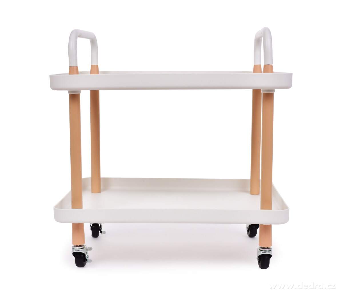 TROLLEY, pojízdný vozík 2patrový, multifunkční regál na kolečkách, bílý – náhled 2 | Grand Móda
