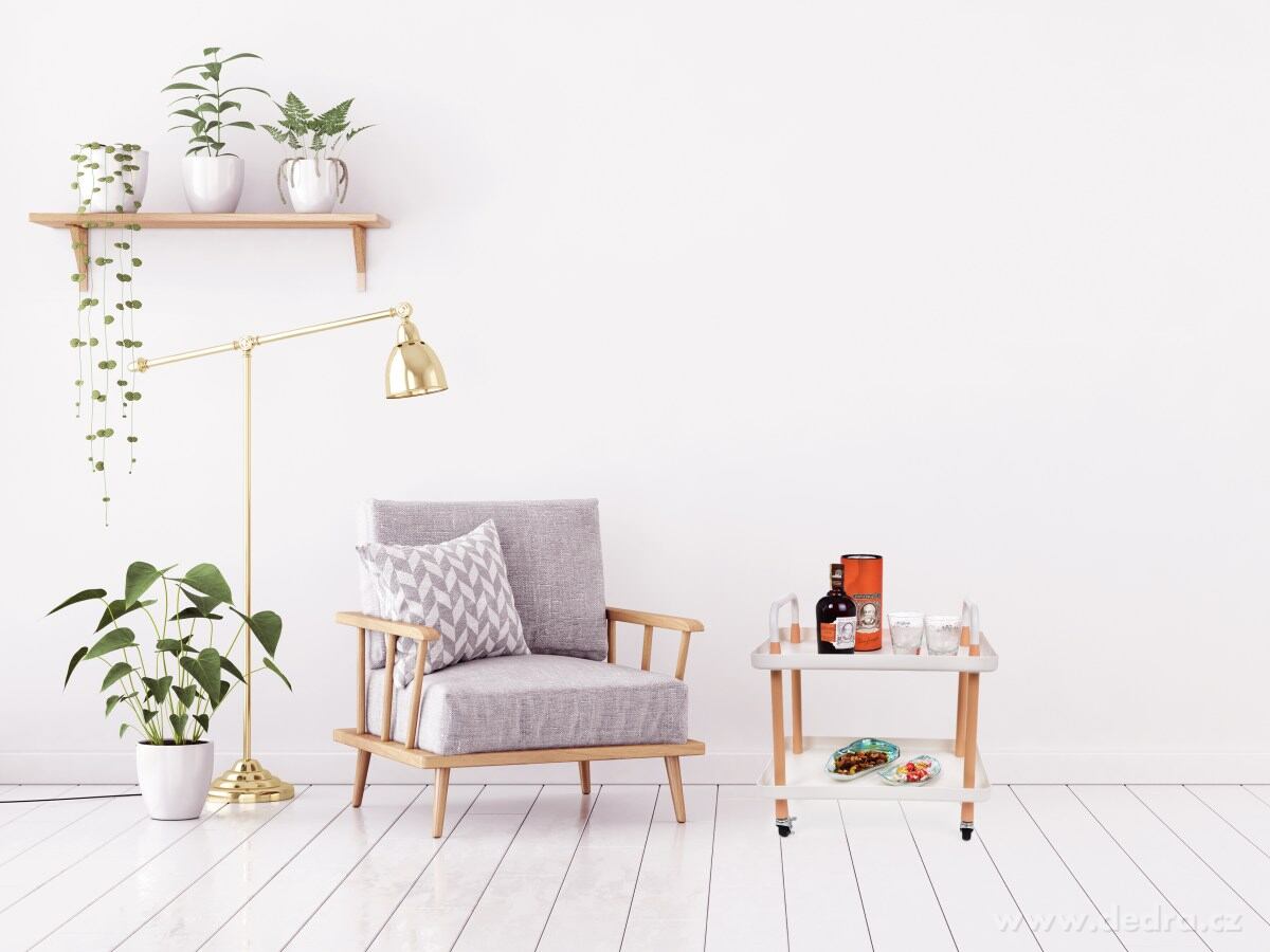 TROLLEY, pojízdný vozík 2patrový, multifunkční regál na kolečkách, bílý – náhled 4 | Grand Móda