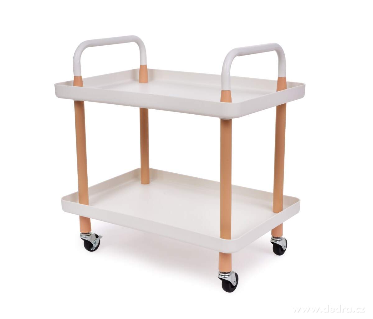 TROLLEY, pojízdný vozík 2patrový, multifunkční regál na kolečkách, bílý – náhled 5 | Grand Móda