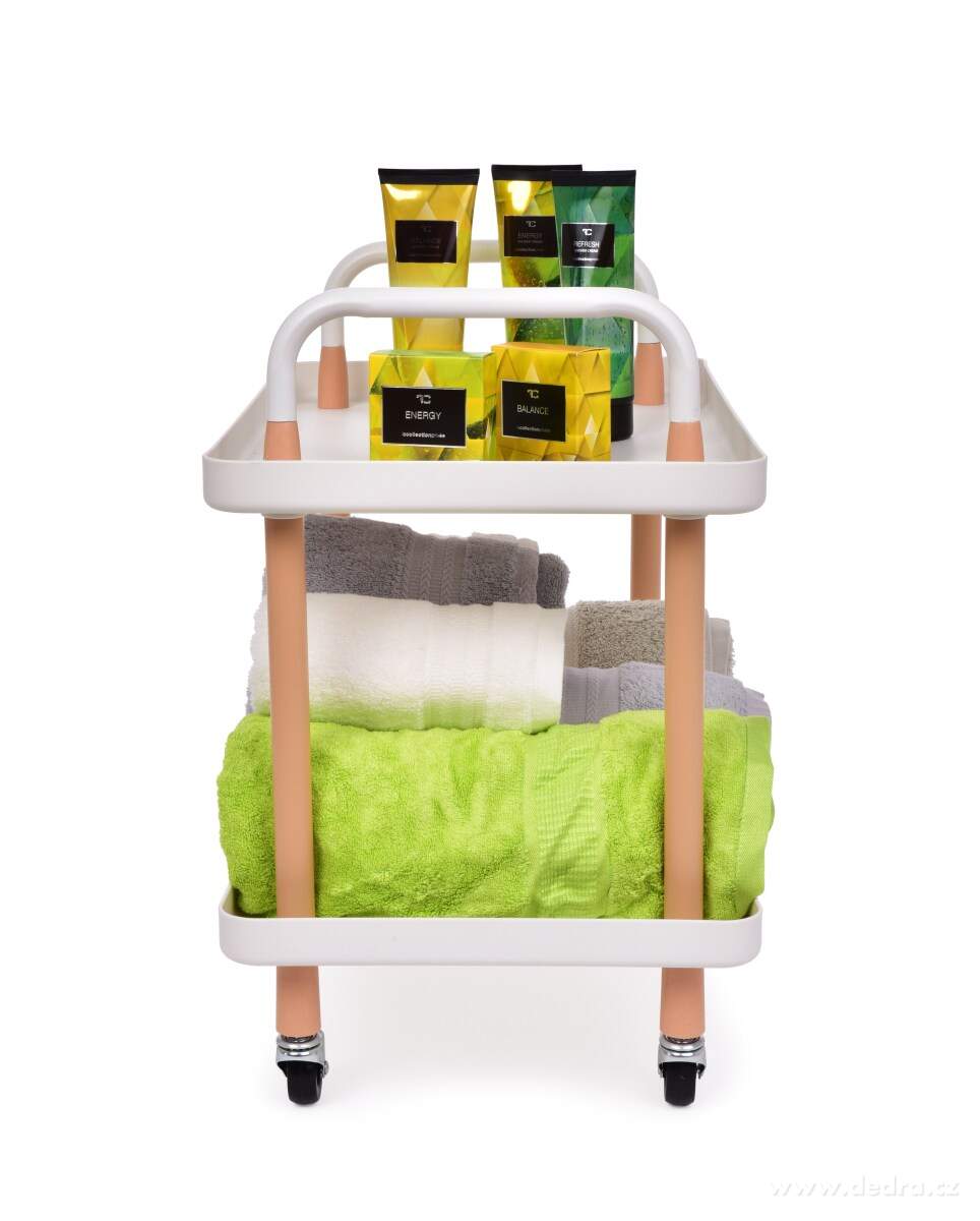 TROLLEY, pojízdný vozík 2patrový, multifunkční regál na kolečkách, bílý – náhled 6 | Grand Móda