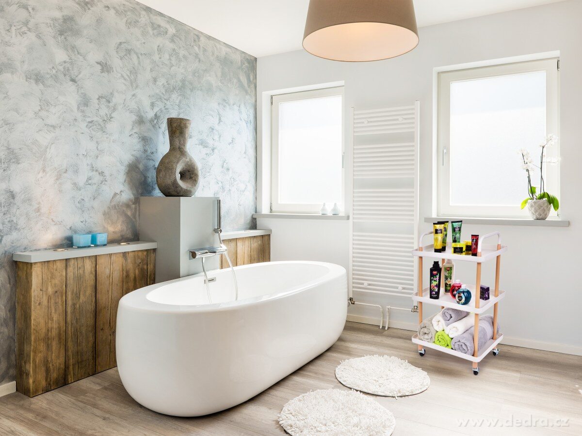 TROLLEY, pojízdný vozík 3patrový, multifunkční obdélníkový regál na kolečkách, výška 86 cm, bílý – náhled 3 | Grand Móda