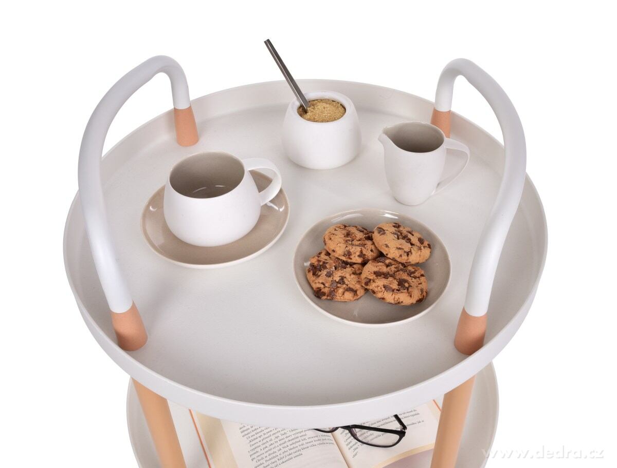 TROLLEY, Pojízdný vozík 3patrový, multifunkční regál na kolečkách, výška 86 cm, bílý – náhled 4 | Grand Móda