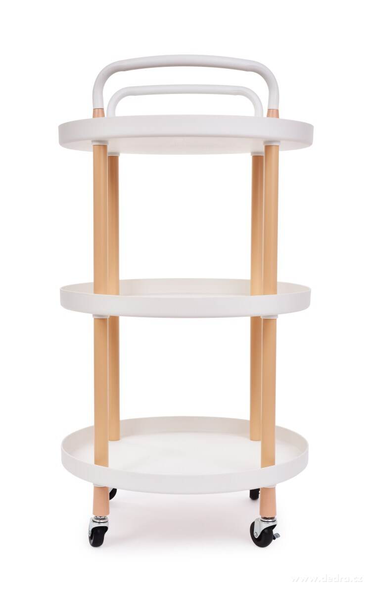 TROLLEY, Pojízdný vozík 3patrový, multifunkční regál na kolečkách, výška 86 cm, bílý – náhled 5 | Grand Móda