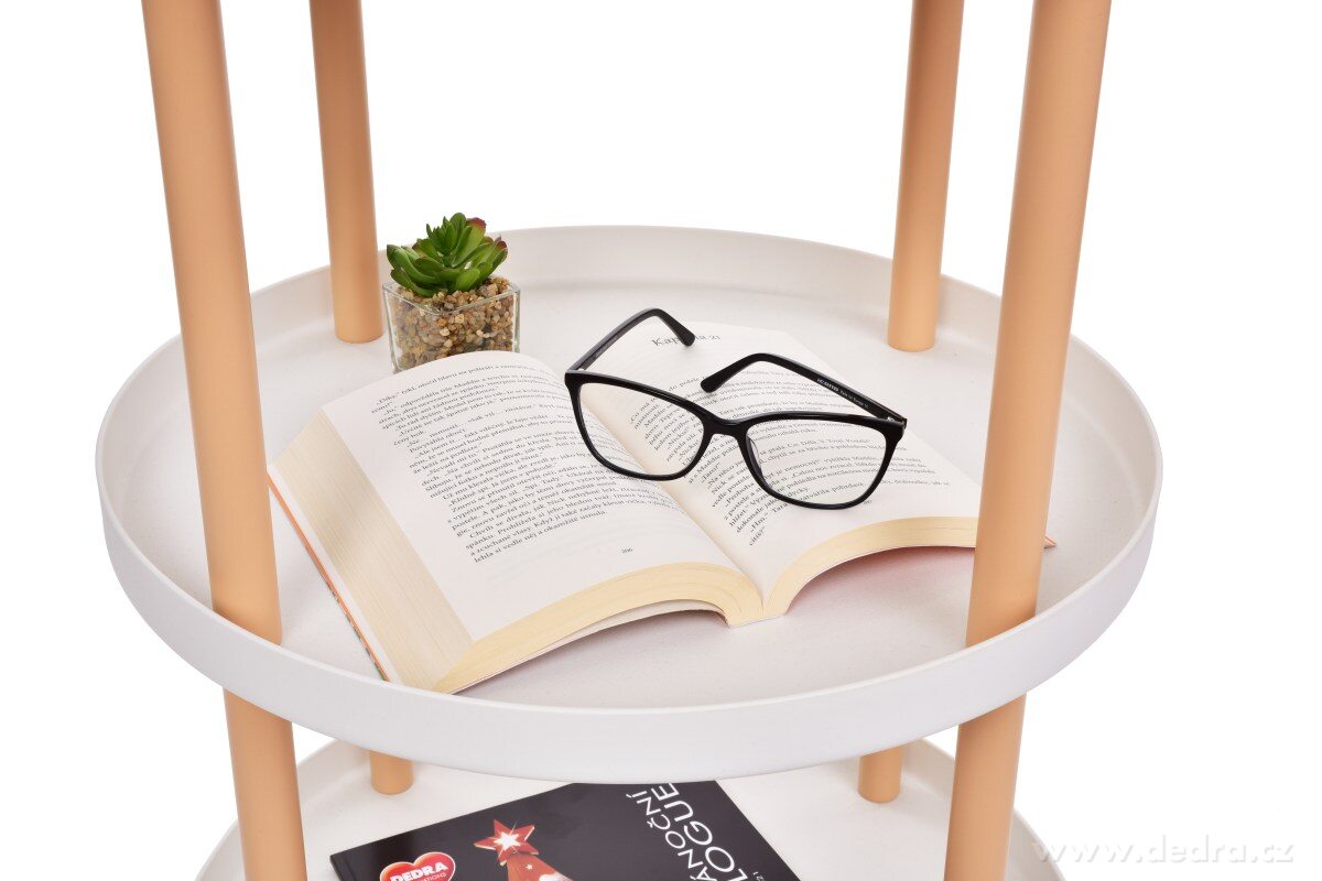 TROLLEY, Pojízdný vozík 3patrový, multifunkční regál na kolečkách, výška 86 cm, bílý – náhled 6 | Grand Móda